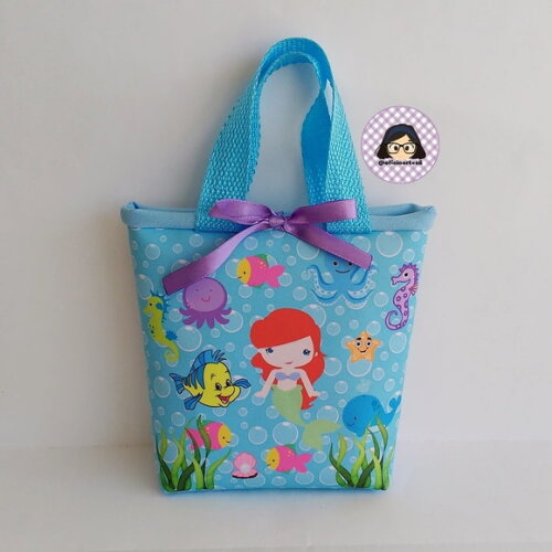 Kit 20 Lembrancinhas Pequena Sereia Ariel Bolsinhas 18cm x 19cm