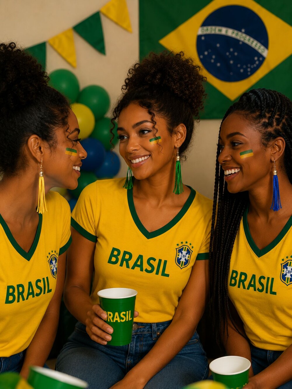 Kit brinco verde amarelo e azul