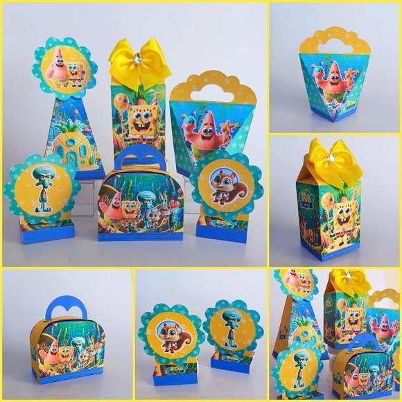 20 Caixas Personalizadas Bob Esponja com Laços.