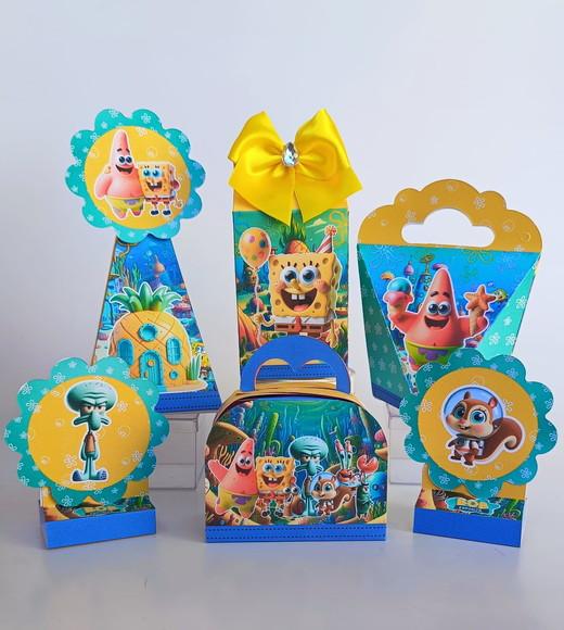 20 Caixas Personalizadas Bob Esponja com Laços.