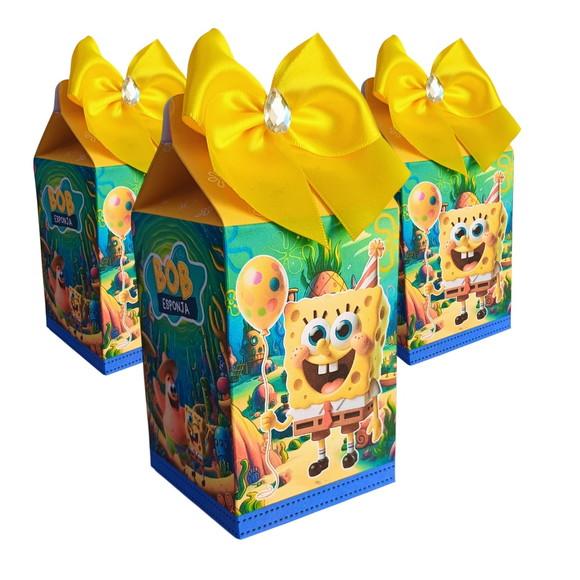 20 Caixas Personalizadas Bob Esponja com Laços.