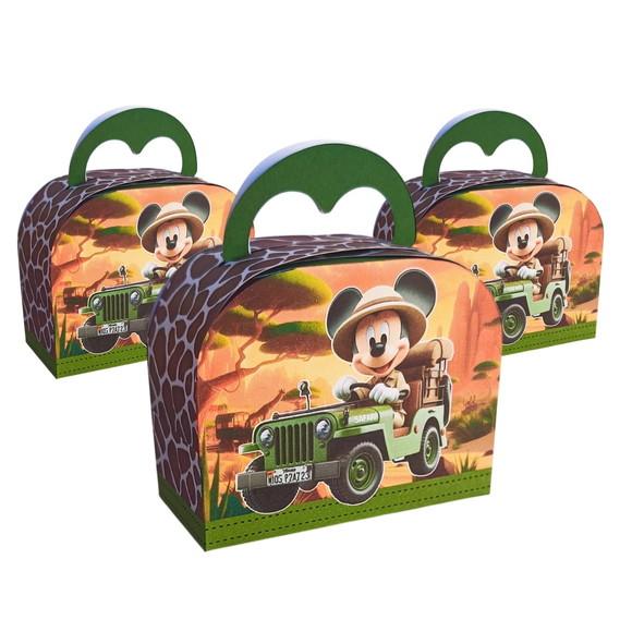 20 Caixas Personalizadas Tema Mickey Safari com Laços.