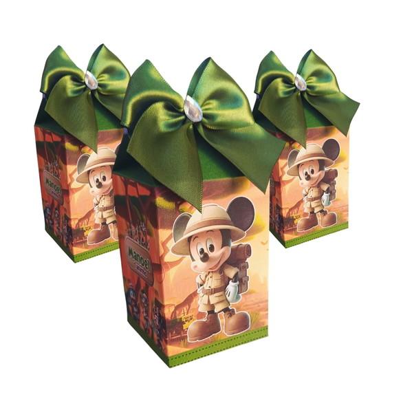 20 Caixas Personalizadas Tema Mickey Safari com Laços.