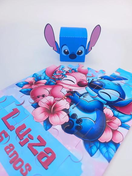 Quebra-cabeça Personalizado 30 Peças Tema Stitch e Angel