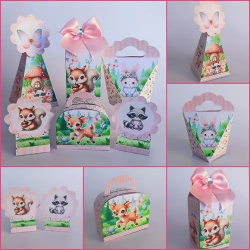 20 Caixas Personalizadas Tema Bosque Encantado Menina