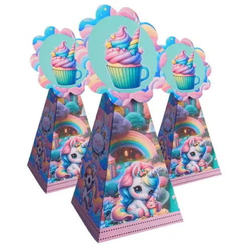 20 Caixas Personalizadas Tema Unicórnio com Laços.