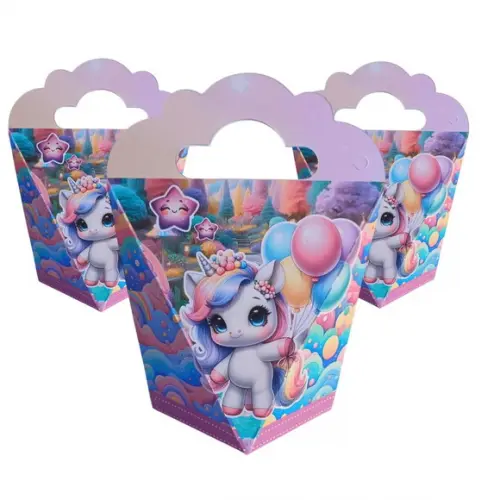 20 Caixas Personalizadas Tema Unicórnio com Laços.