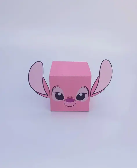 Caixas Cubo Tema Stitch, Rostinho Stitch e Angel