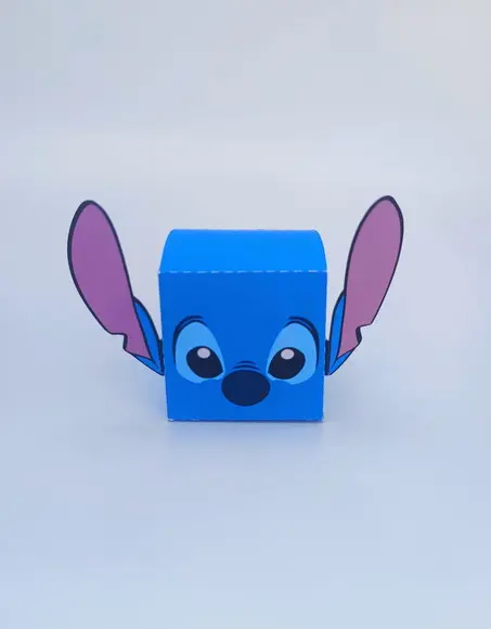 Caixas Cubo Tema Stitch, Rostinho Stitch e Angel