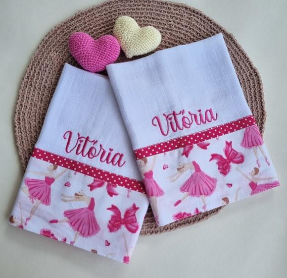 Kit 2 Fralda de Boca Nome