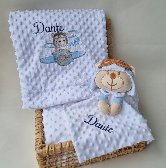 Kit Manta Pipoquinha e Naninha Urso Aviador