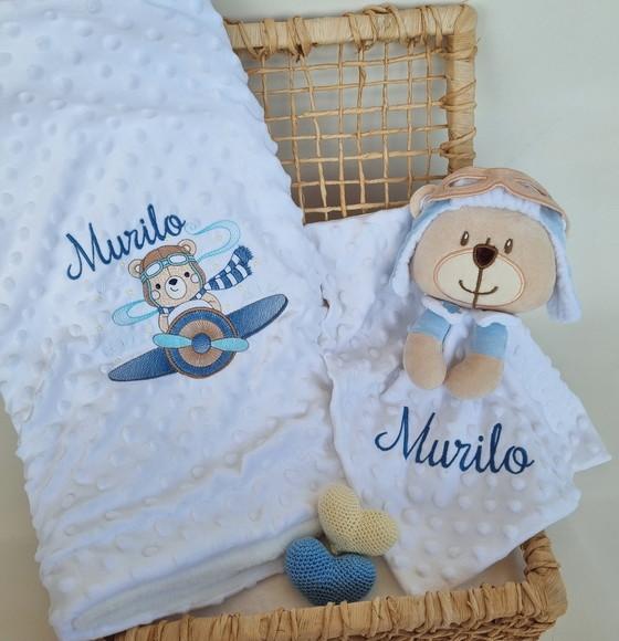 Kit Manta Pipoquinha e Naninha Urso Aviador
