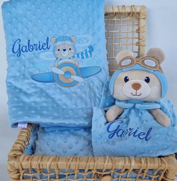 Kit Manta Pipoquinha e Naninha Urso Aviador