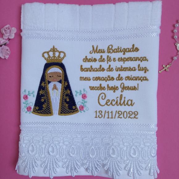 Toalha Batizado Nossa Senhora Aparecida e Oração