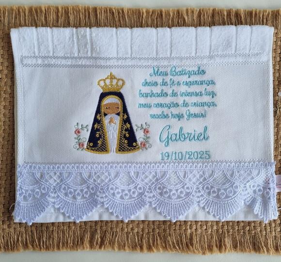 Toalha Batizado Nossa Senhora Aparecida e Oração