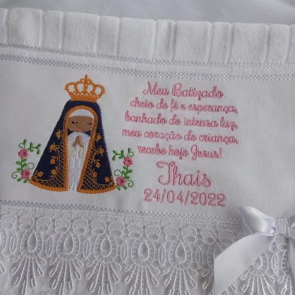Toalha Batizado Nossa Senhora Aparecida e Oração