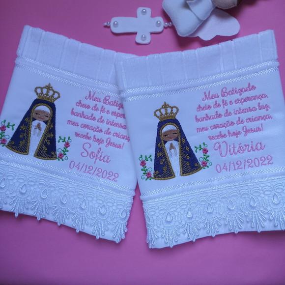 Toalha Batizado Nossa Senhora Aparecida e Oração