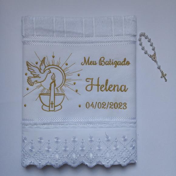 Toalha Batizado Pomba e Vela