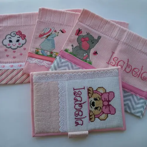 Kit Isabela Toalha de Boca e Porta Caderneta