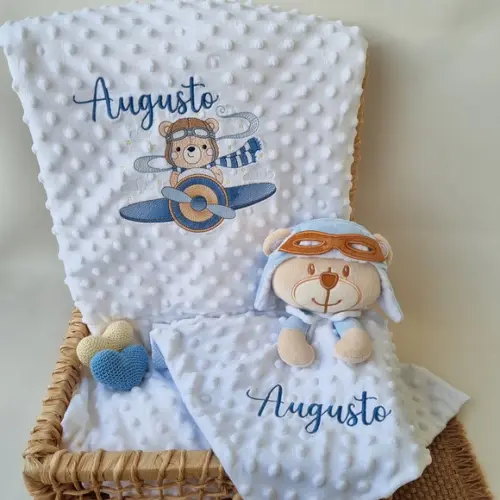 Kit Manta Pipoquinha e Naninha Urso Aviador