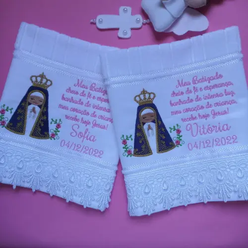 Toalha Batizado Nossa Senhora Aparecida e Oração