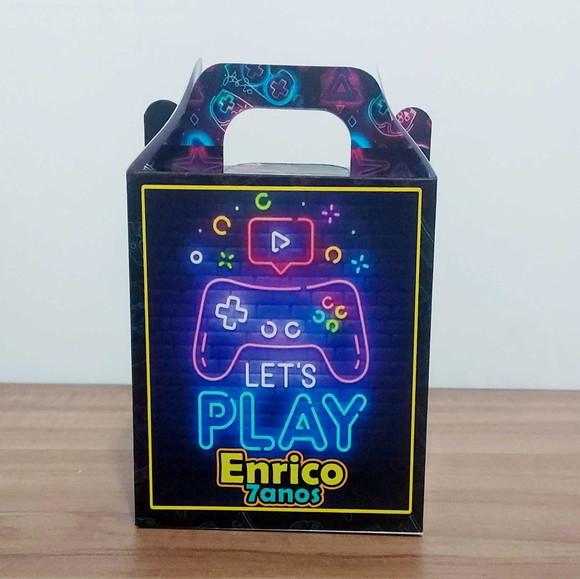 Caixa Maleta Surpresa Vídeo Game Neon Personalizada Infantil
