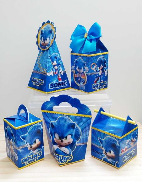 Kit 15 Caixinhas Personalizadas Sonic Hedgehog