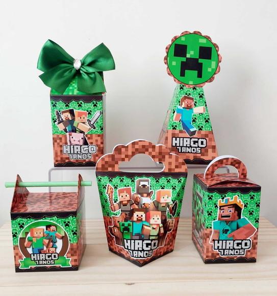 Kit 25 Caixinhas Personalizadas Minecraft