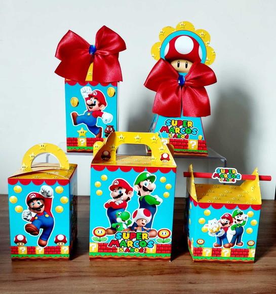 Kit 40 Caixinhas Personalizadas Super Mario Bross