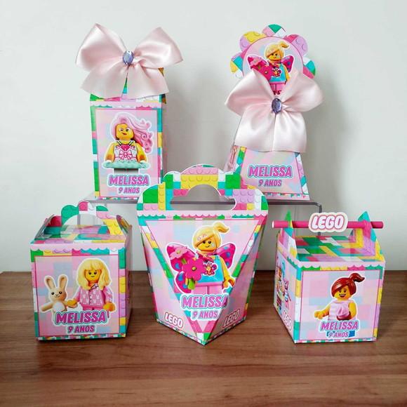 Kit 50 Caixinhas Personalizadas Lego Menina