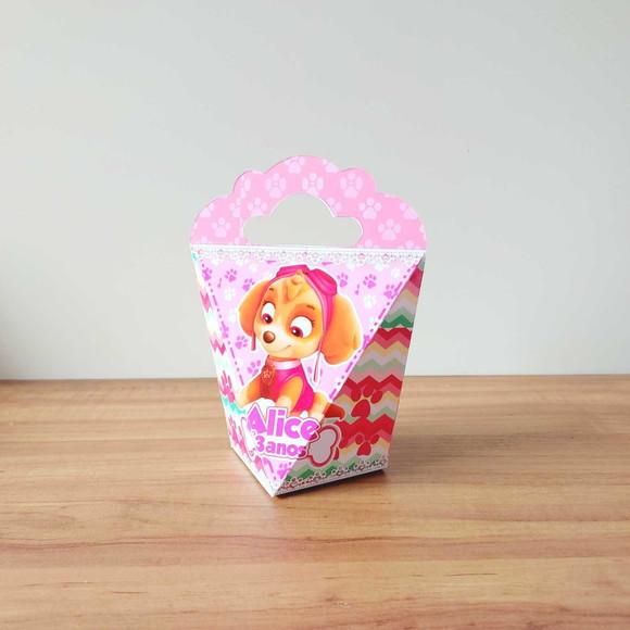 Kit 50 Caixinhas Personalizadas Patrulha Canina Skye Menina