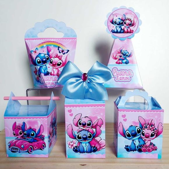 Kit Festa 25 Caixinhas Personalizadas Stitch e Angel