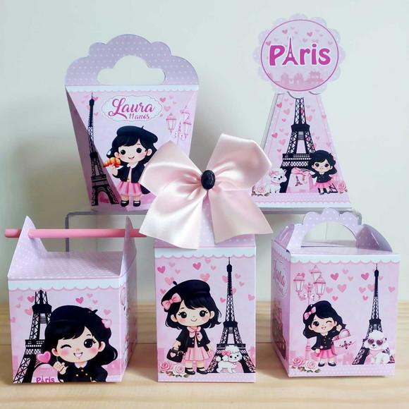 Kit Festa 30 Caixinhas Personalizadas Paris