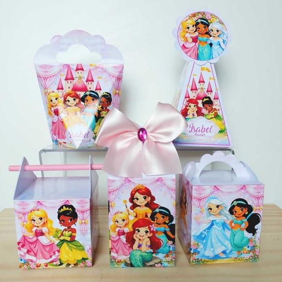 Kit Festa 30 Caixinhas Personalizadas Princesas Disney S