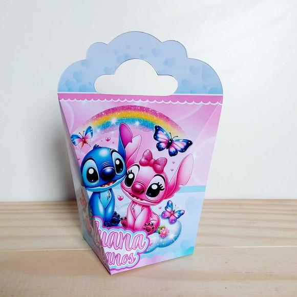 Kit Festa 30 Caixinhas Personalizadas Stitch e Angel