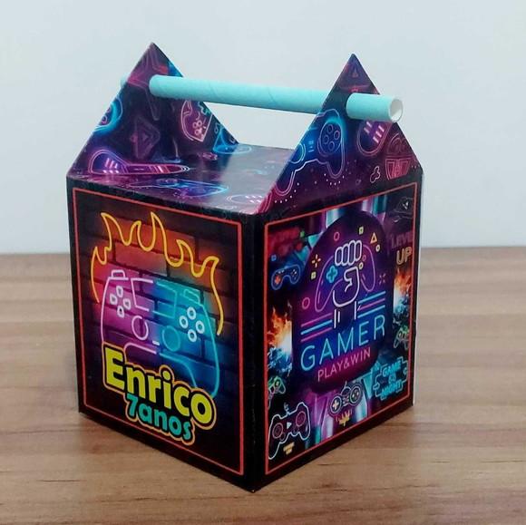 Kit Festa 30 Caixinhas Personalizadas Vídeo Game Neon