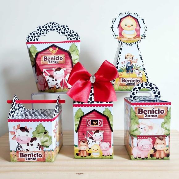 Kit Festa 40 Caixinhas Personalizadas Fazendinha