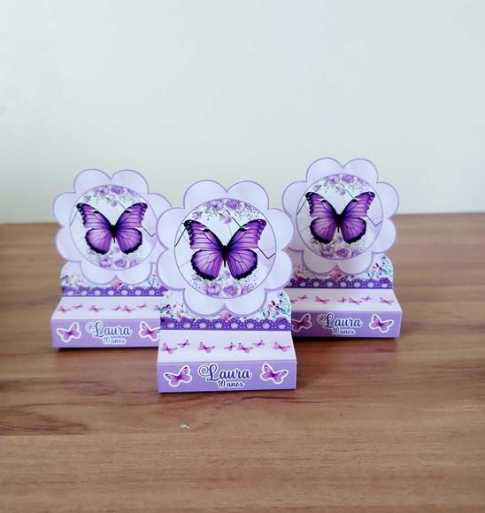 Porta Bis Duplo Borboleta Lilás Personalizado Festa