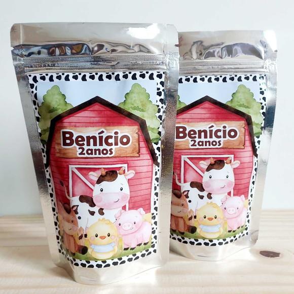 Saquinho Metalizado Fazendinha Zip Lock Personalizado