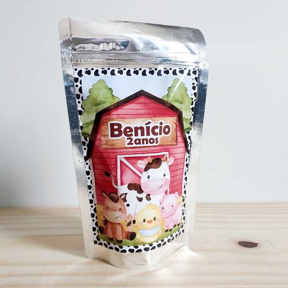 Saquinho Metalizado Fazendinha Zip Lock Personalizado