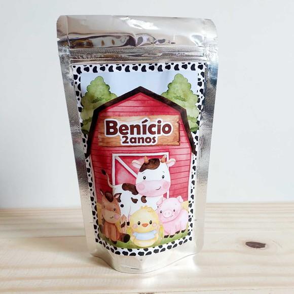 Saquinho Metalizado Fazendinha Zip Lock Personalizado