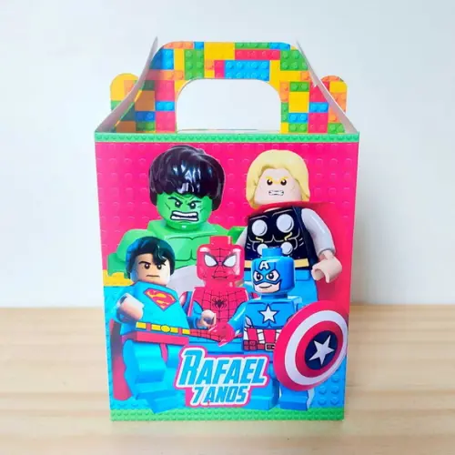 Caixa Maleta Lego Super Herois Personalizada Infantil