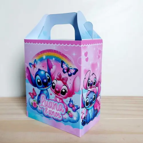 Caixa Maleta Stitch e Angel Personalizada Infantil