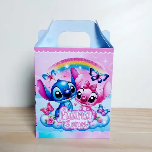 Caixa Maleta Stitch e Angel Personalizada Infantil