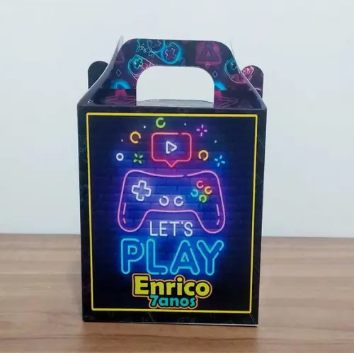 Caixa Maleta Surpresa Vídeo Game Neon Personalizada Infantil