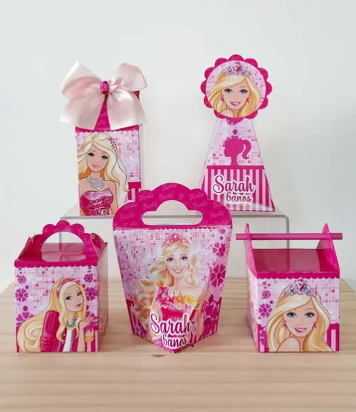 Kit 15 Caixinhas Personalizadas Barbie