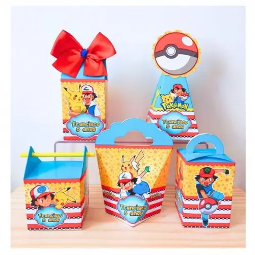 Kit 40 Caixinhas Personalizadas Pokémon