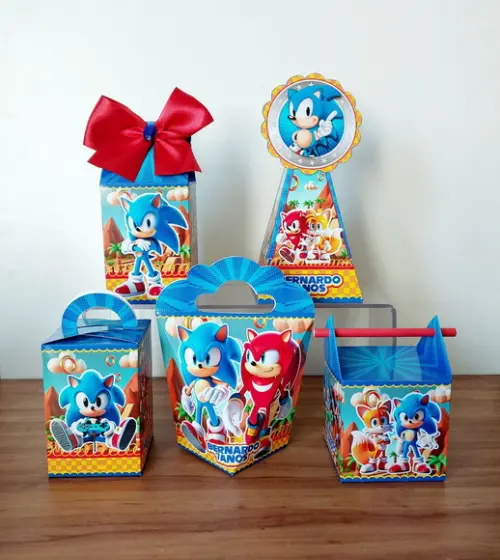 Kit 40 Caixinhas Personalizadas Sonic Lembrancinha Festa