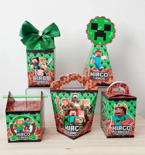 Kit 50 Caixinhas Personalizadas Minecraft