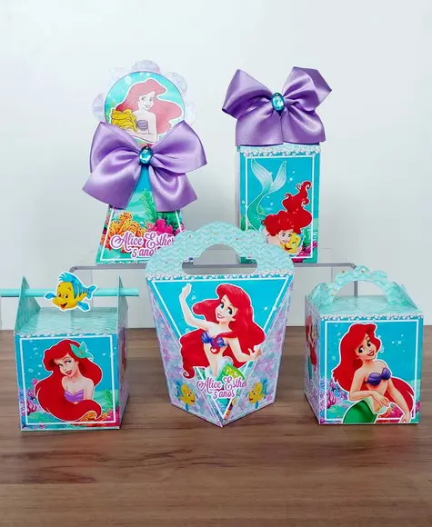 Kit 50 Caixinhas Personalizadas Pequena Sereia, Ariel